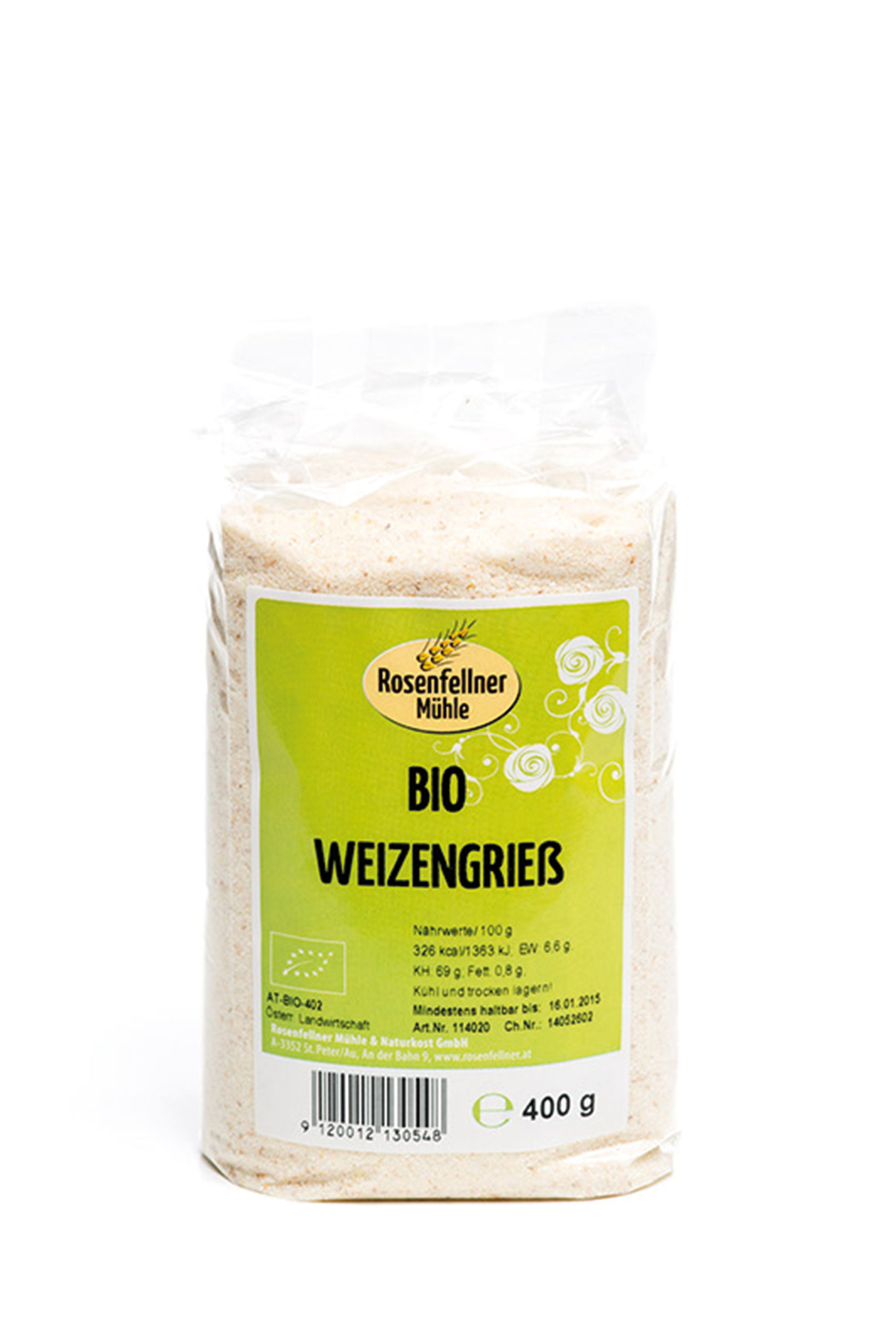 Weizengrieß Bio 400g, ideal zum Kochen