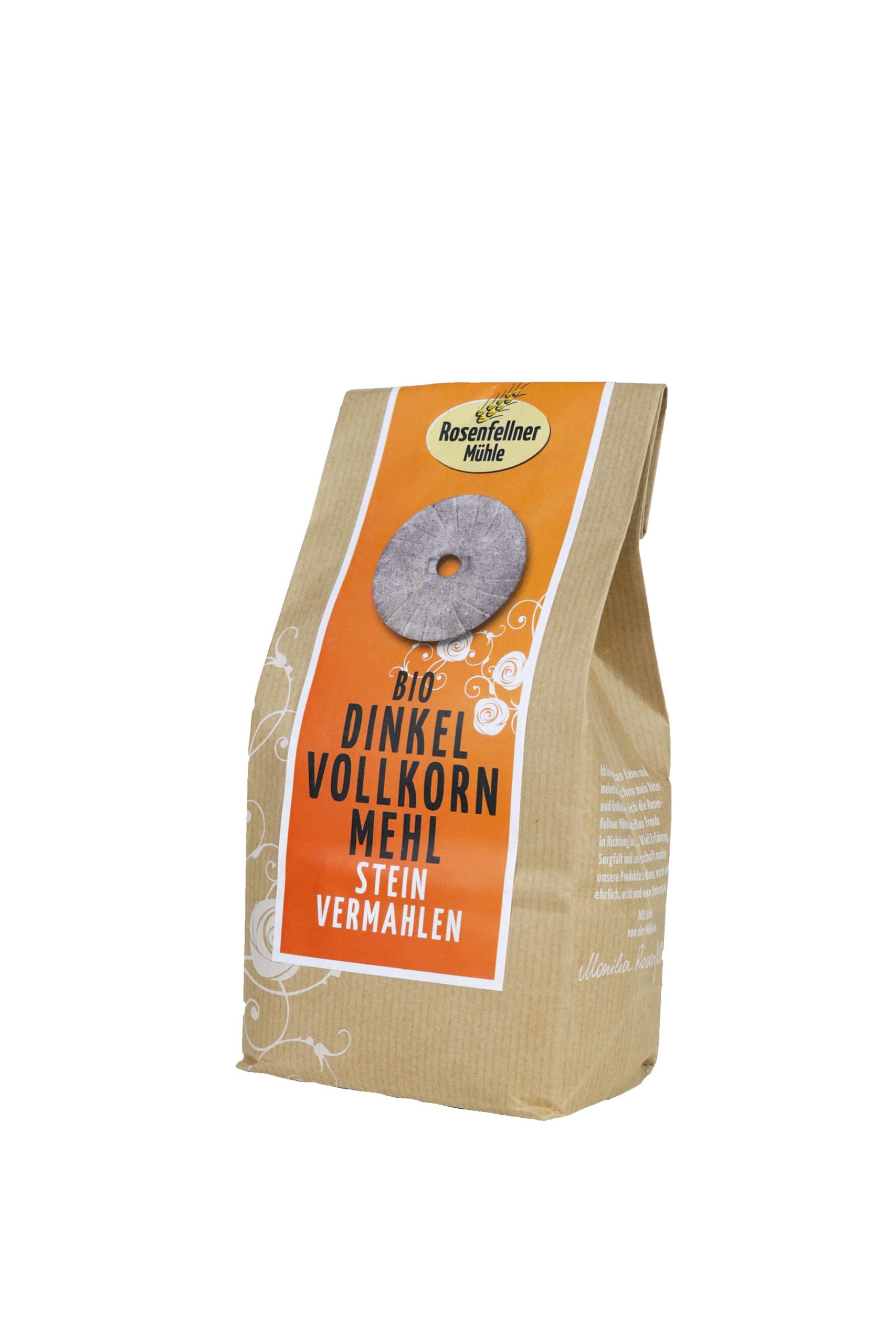 Dinkelvollkornmehl auf Stein vermahlen Bio 500g, ideal zum Backen und Koche