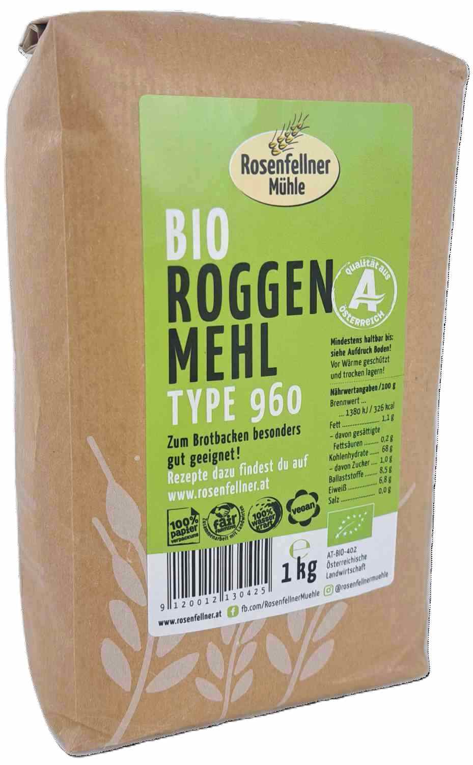Roggenmehl T960 Bio 1kg, ideal zum Brotbacken