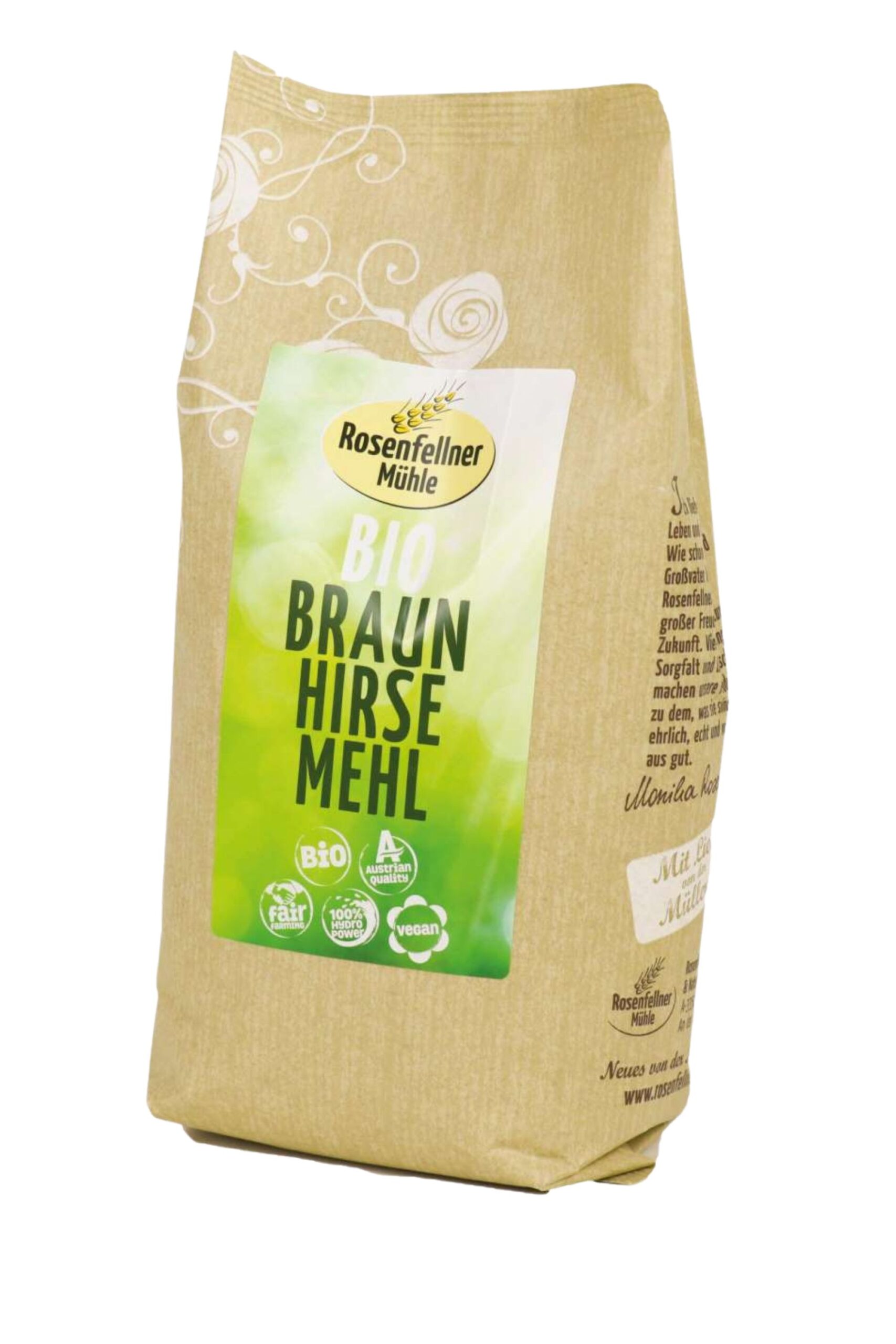Braunhirsevollkornmehl Stein vermahlen Bio 500g, besondere Feinheit
