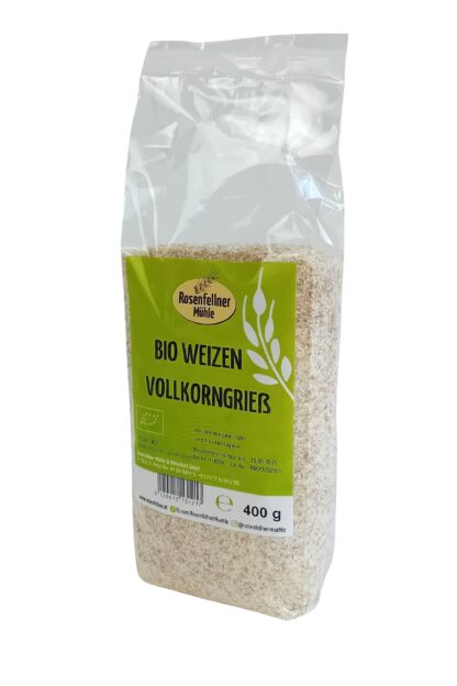 Weizenvollkorngrieß Bio 400g, ideal zum Kochen