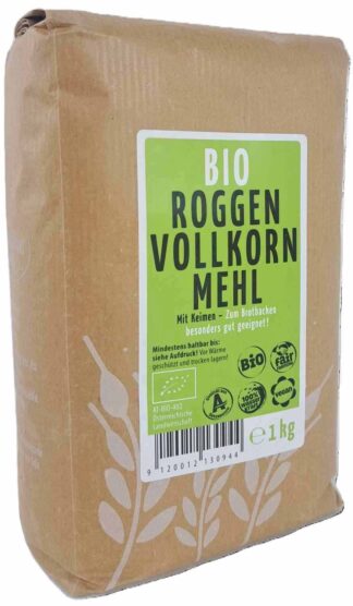 Roggenvollkornmehl Bio 1kg, ideal zum Backen und Kochen