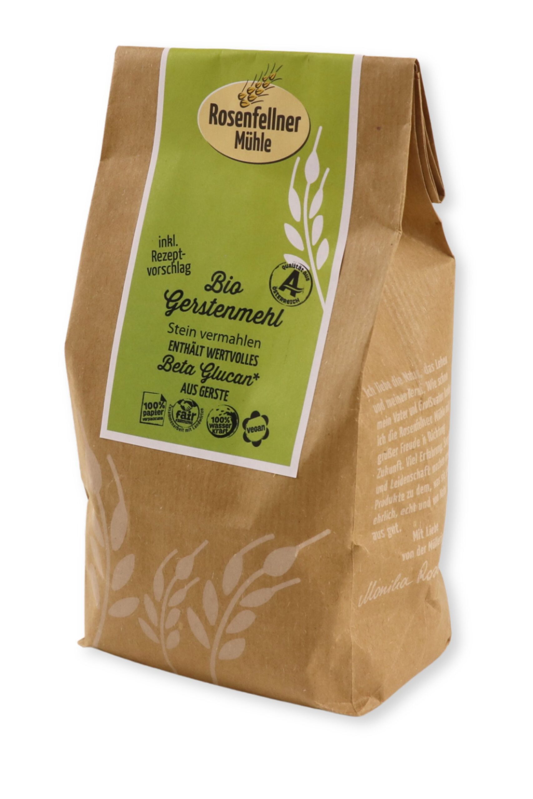 Gerstenmehl (Beta Glucan Lieferant) Bio 500g, ideal zum Brotbacken
