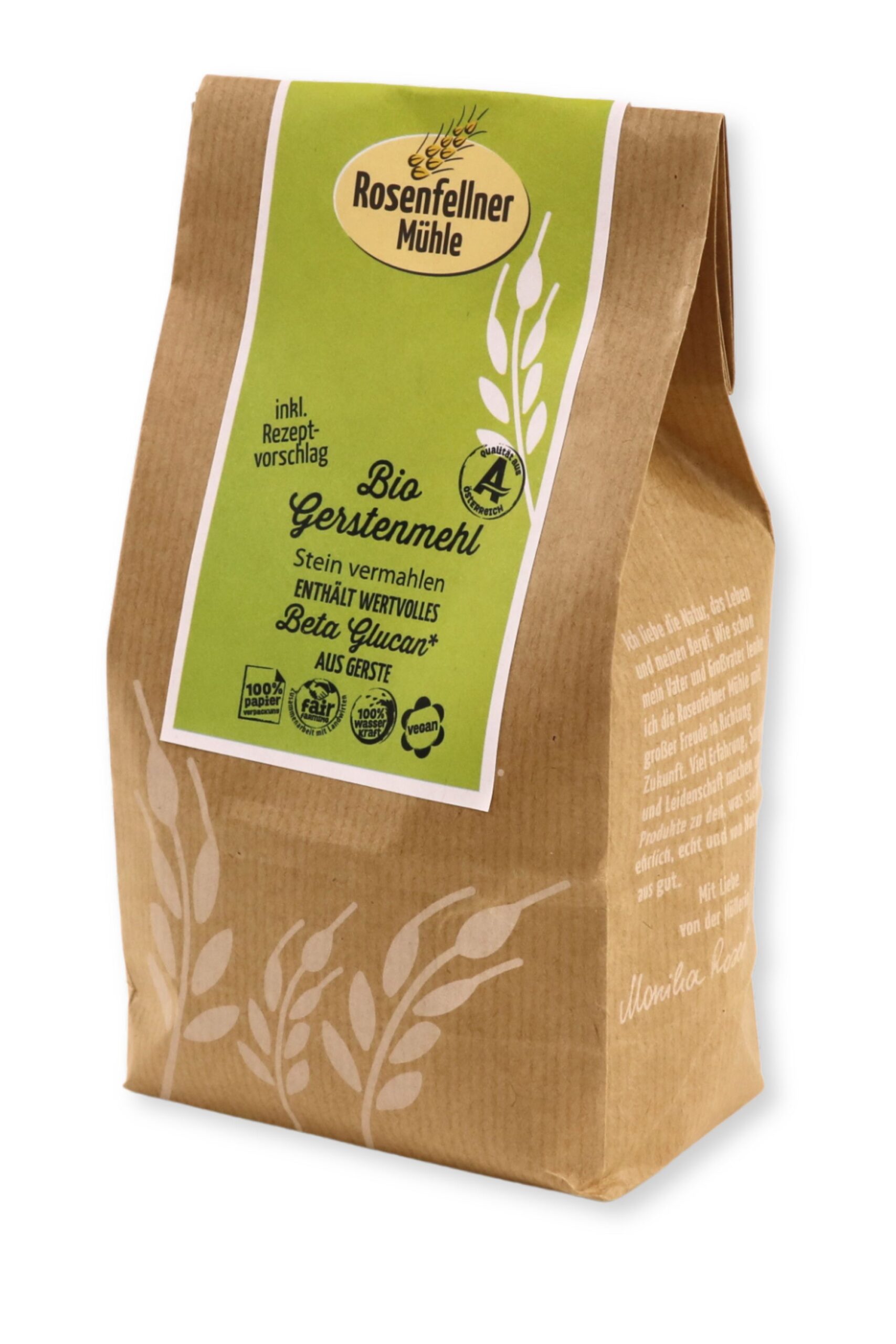Gerstenmehl (Beta Glucan Lieferant) Bio 500g, ideal zum Brotbacken