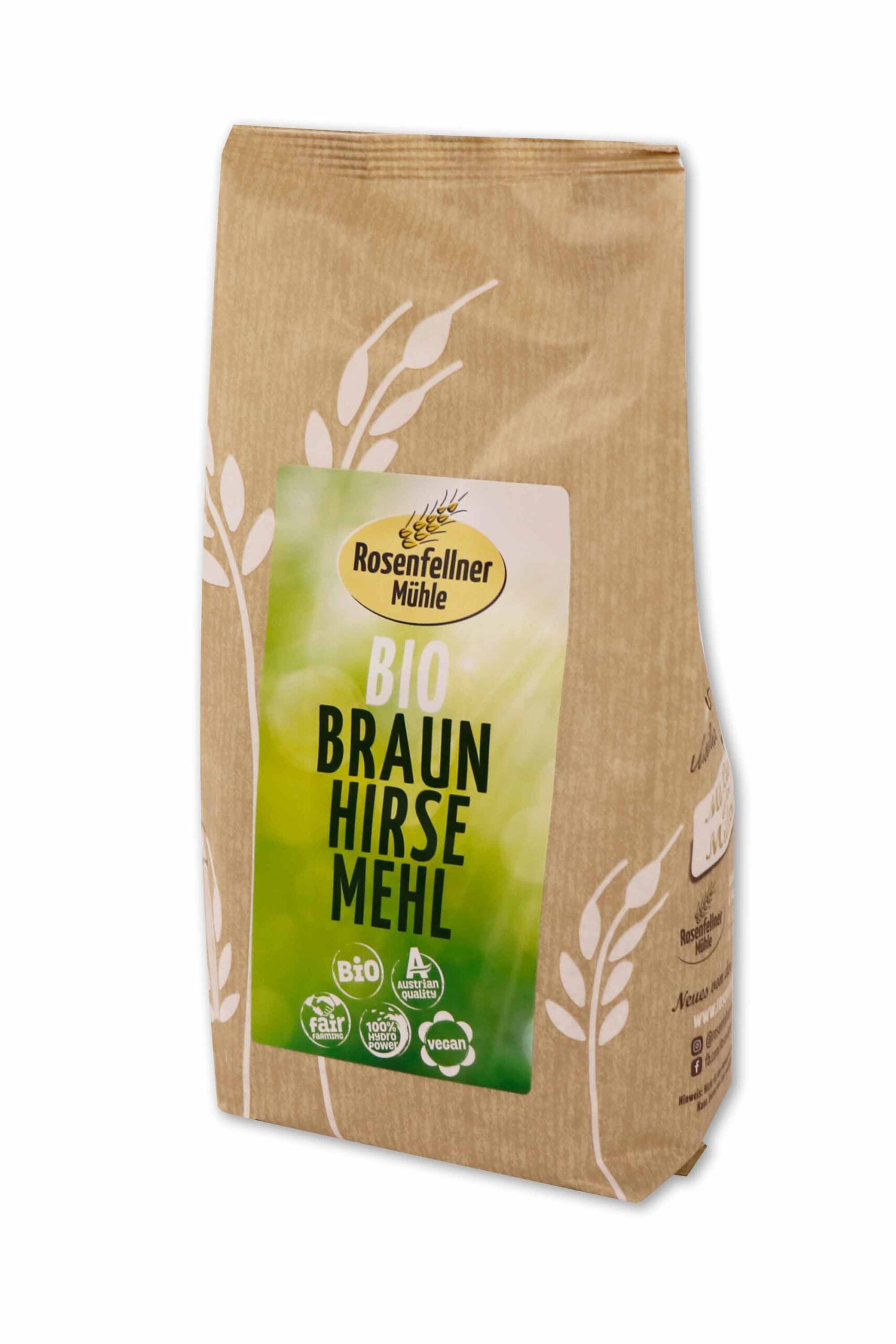 Braunhirsevollkornmehl Stein vermahlen Bio 500g, besondere Feinheit