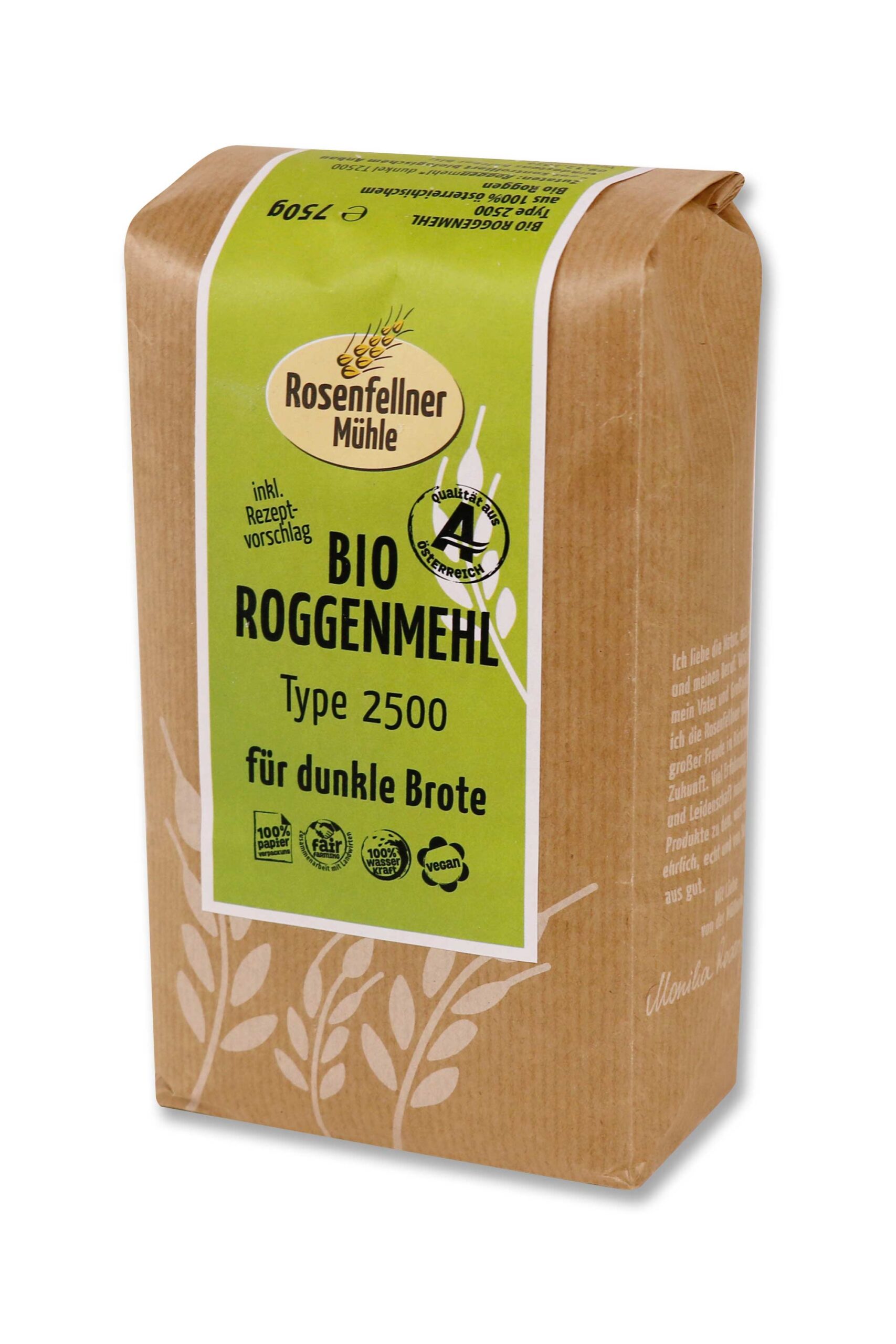 Roggenmehl T2500 Bio 750g, ideal zum Brotbacken