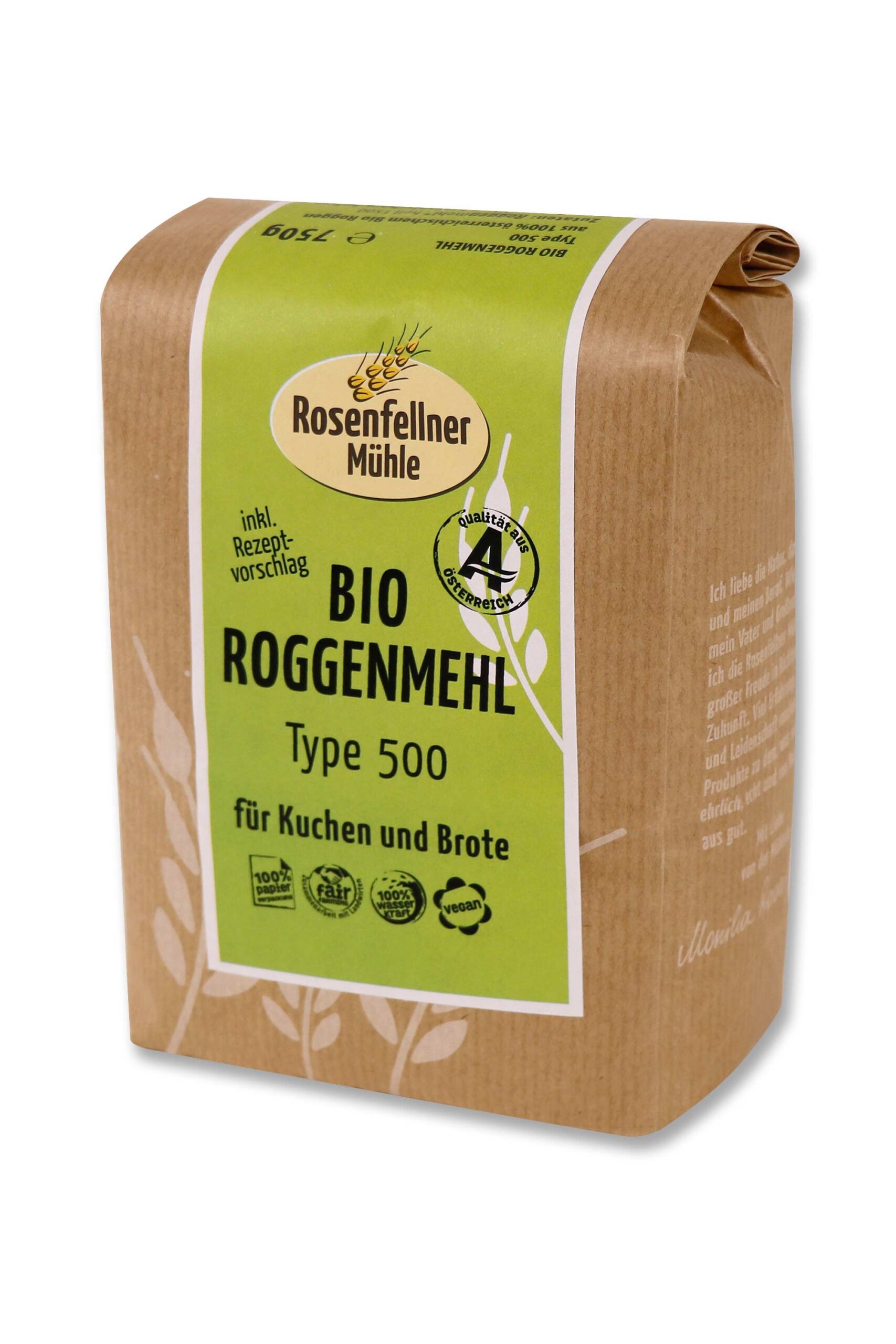Roggenmehl T500 Bio 750g, ideal zum Backen und Kochen