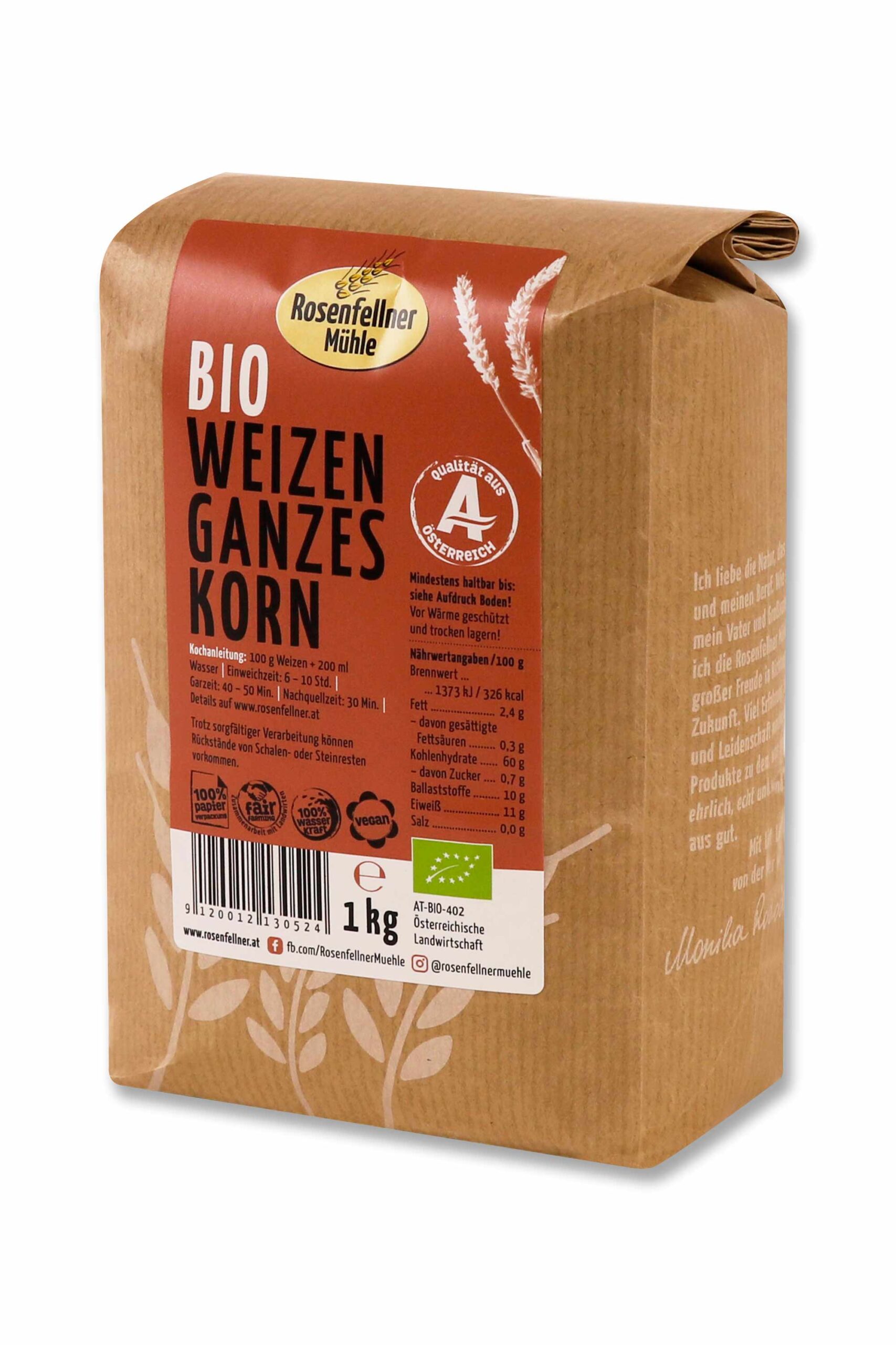 Weizen Bio 1kg, Getreide aus Österreich, Vielseitig perfekt