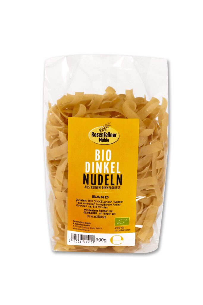 Bandnudeln 100% Dinkelgrieß Bio 300g, perfekt zum al dente Kochen