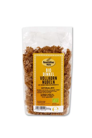 Spiralen 100% Dinkelvollkorngrieß Bio 300g, perfekt zum al dente Kochen