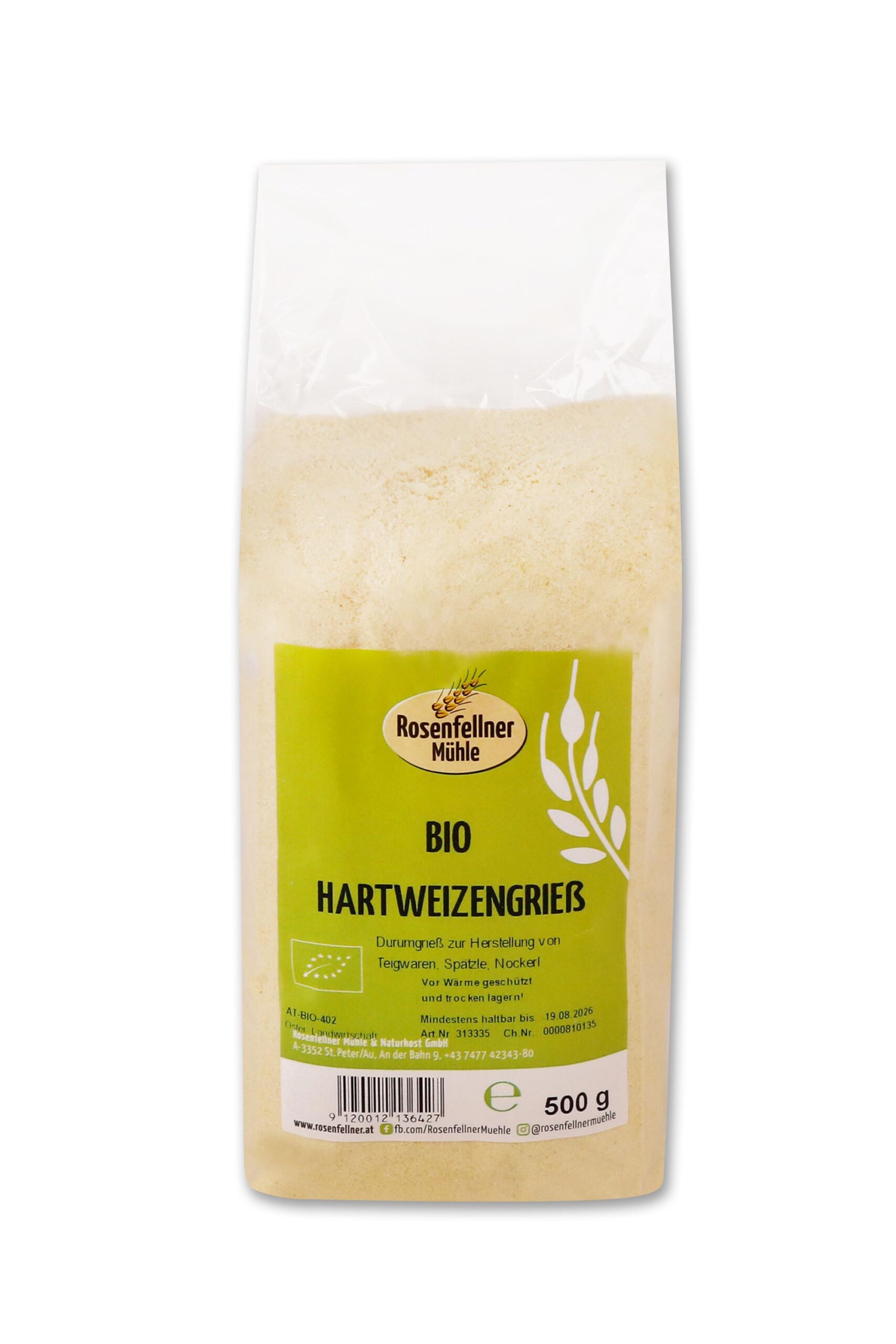 Hartweizengrieß Bio 500g, ideal zum Kochen