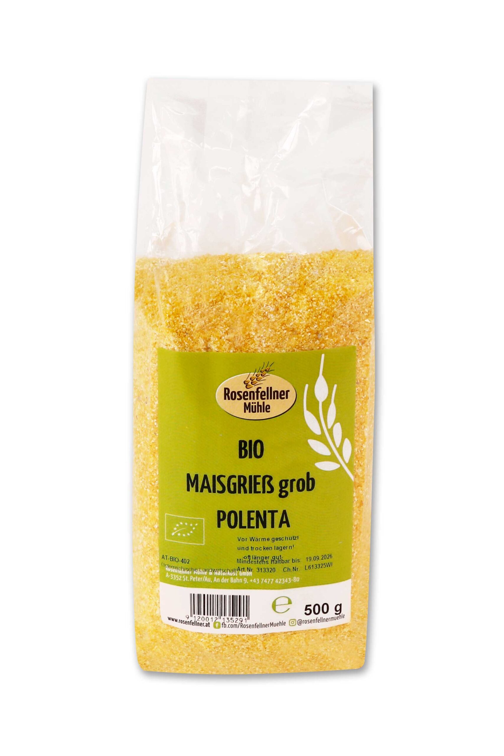 Maisgrieß grob Polenta Bio 500g, ideal zum Kochen