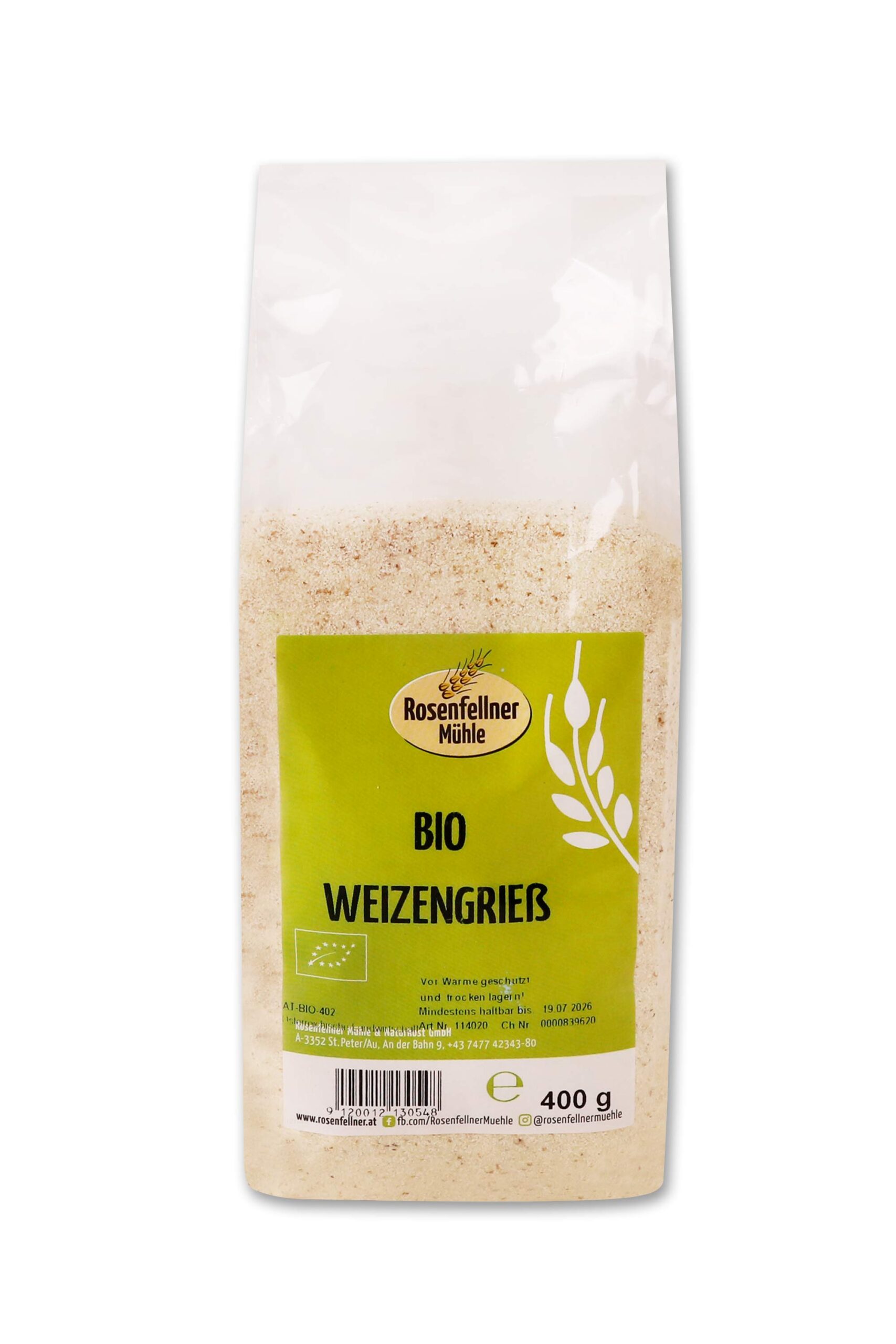 Weizengrieß Bio 400g, ideal zum Kochen
