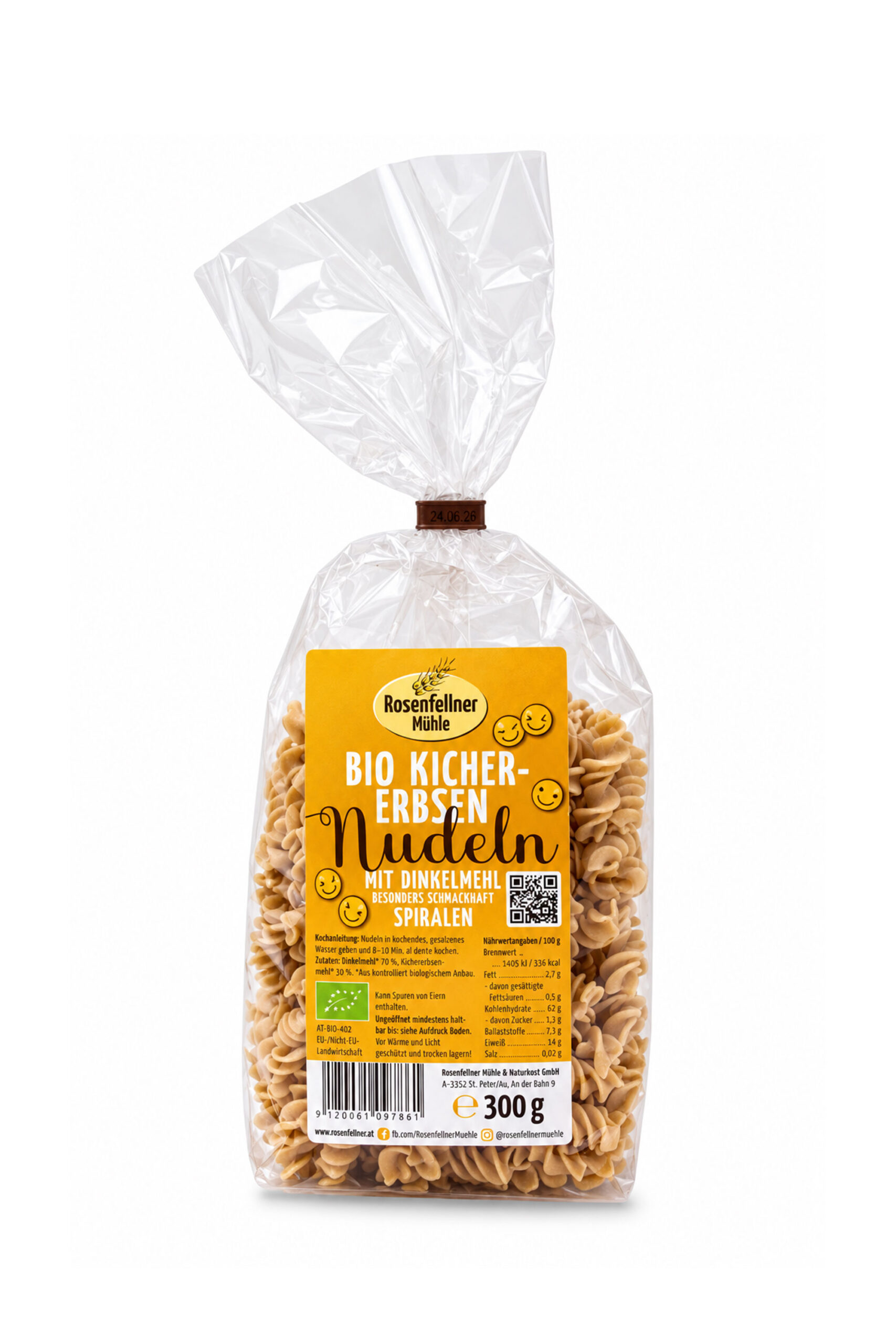 Kichererbsen Dinkel Teigwaren Spiralen Bio 300g