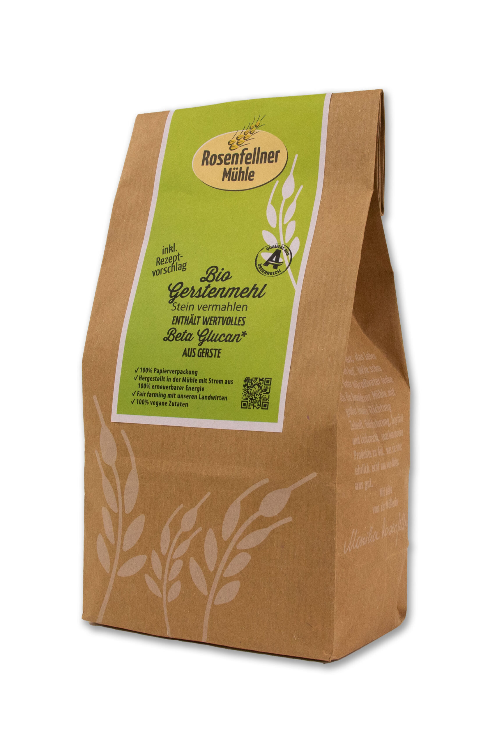 Gerstenmehl (Beta Glucan Lieferant) Bio 500g, ideal zum Brotbacken