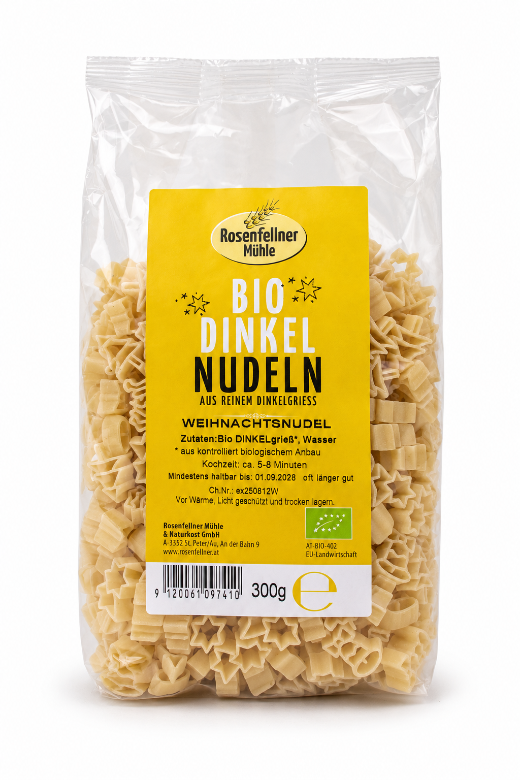 Weihnachtsnudeln aus Dinkelgrieß Bio 300g