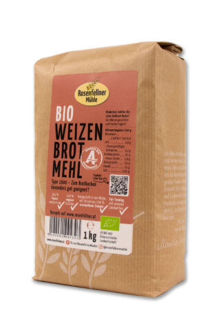 Weizenbrotmehl T1600 Bio 1kg, ideal zum Brotbacken
